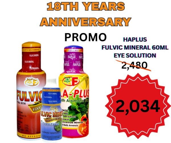 Anniversary Promo Bundle 6 (Fulvic Minerals 60ml 1, Eyesolution 1 and Haplus 1 )